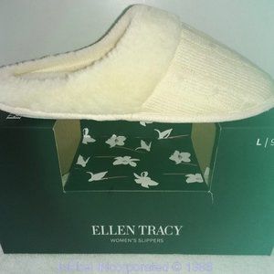 Ellen Tracy Creme Textile Slippers